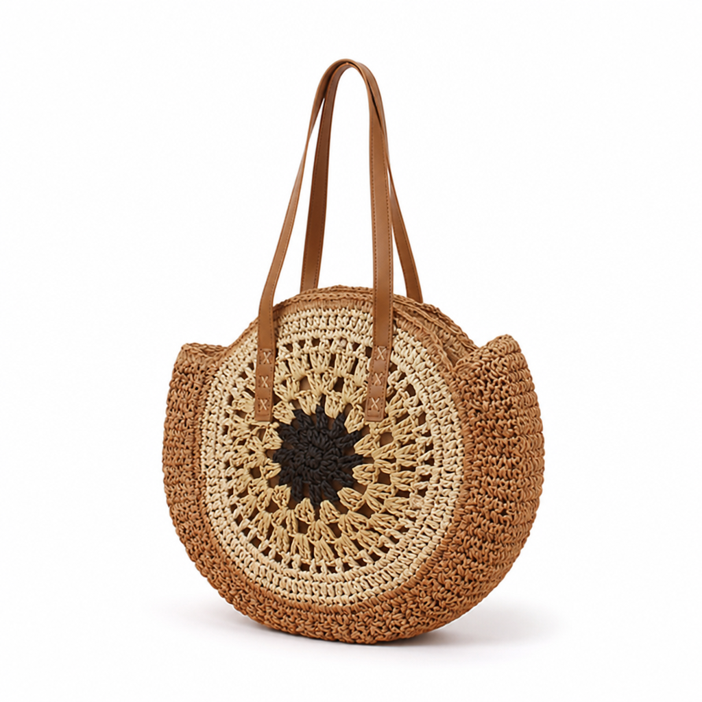 Handcrafted Woven Natural-Fiber Beach Bag