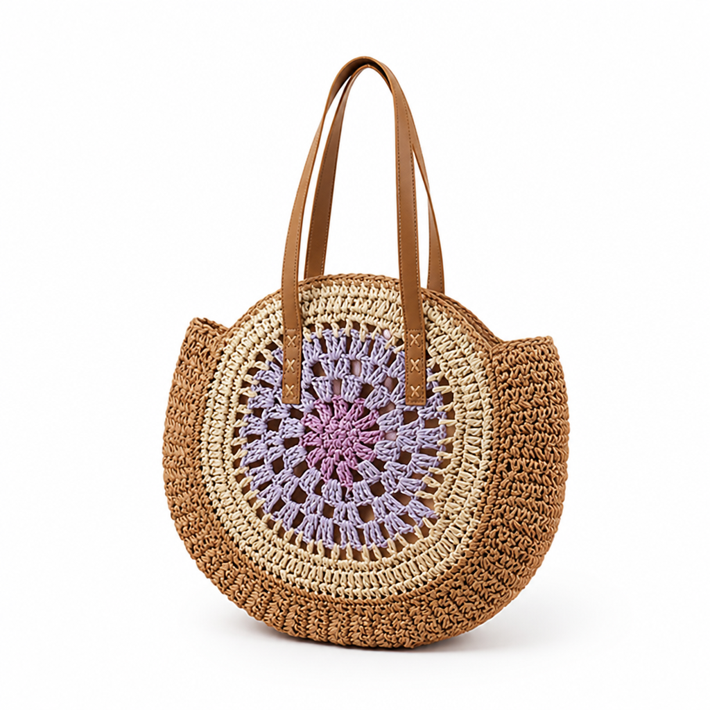Handcrafted Woven Natural-Fiber Beach Bag