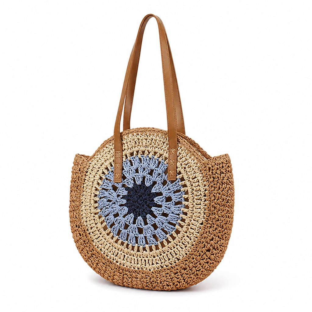 Handcrafted Woven Natural-Fiber Beach Bag
