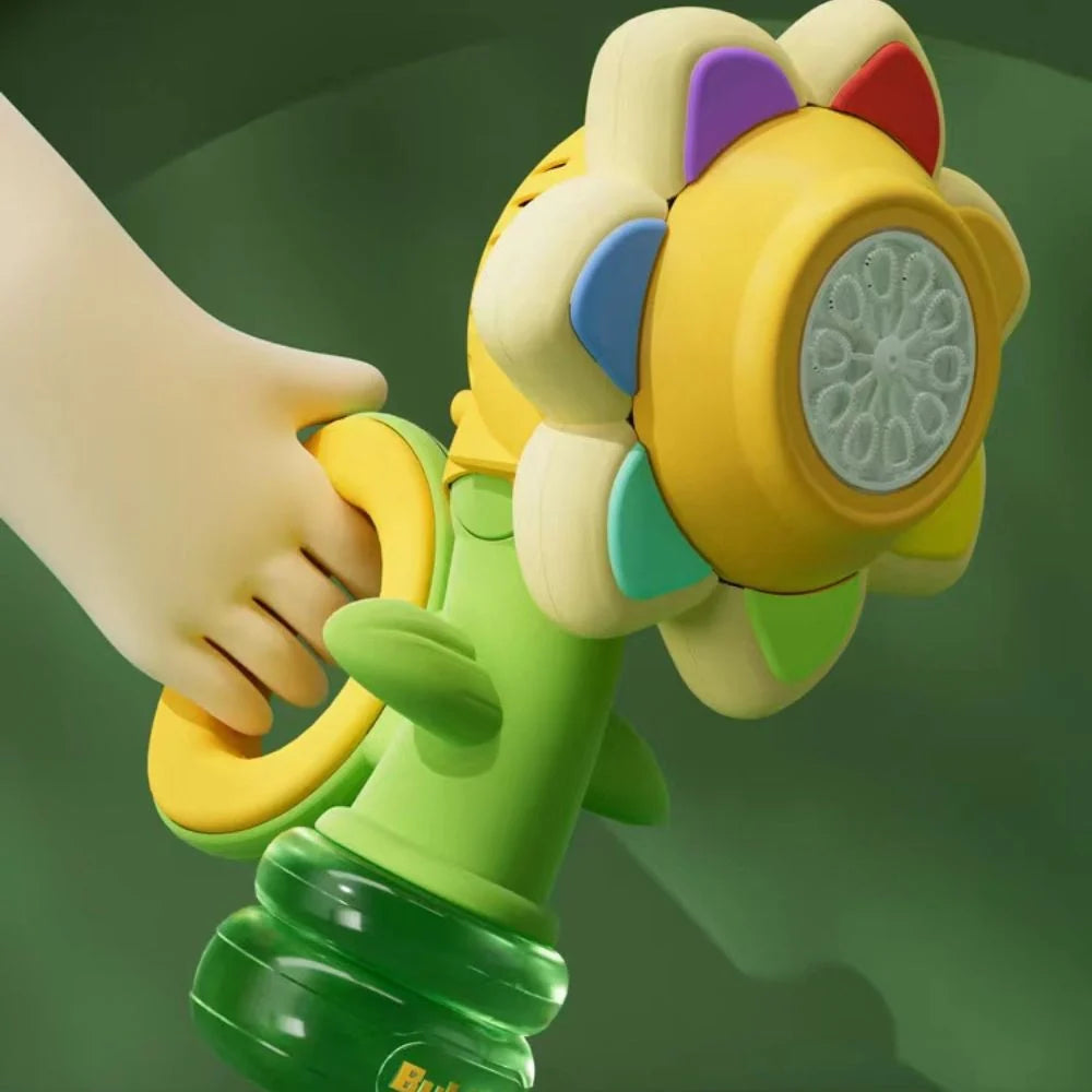 Handheld Bubble Machine Rechargeable Rotating Flower & LED Lights