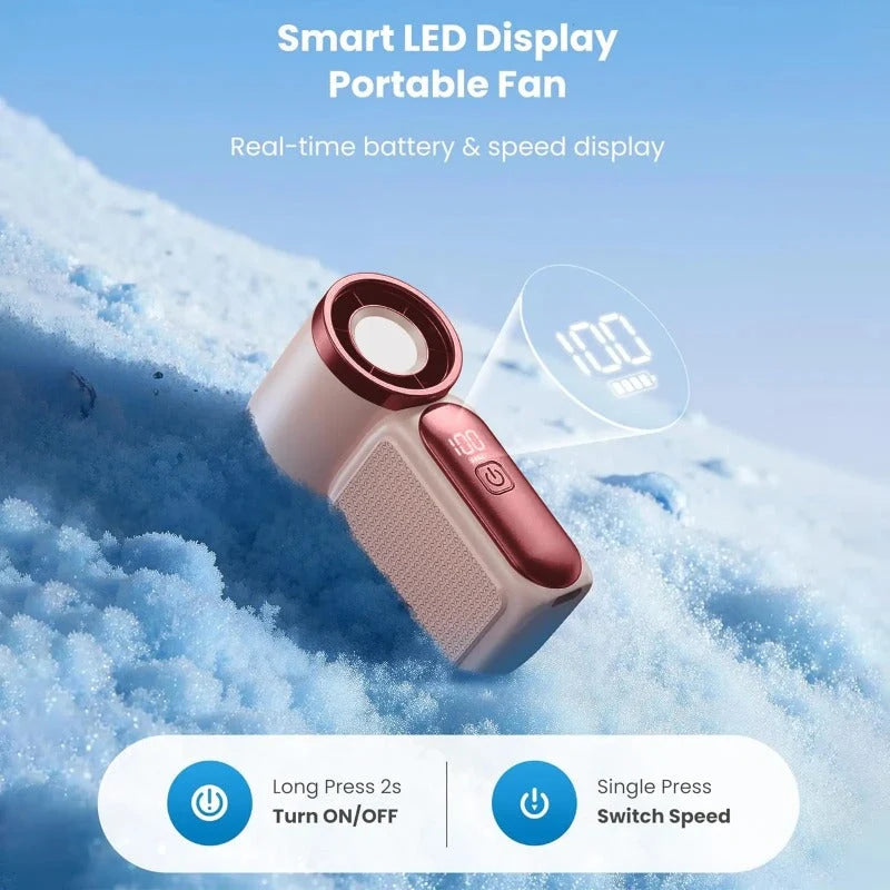 Handheld Fan Compact LED Display 6-Speed Settings