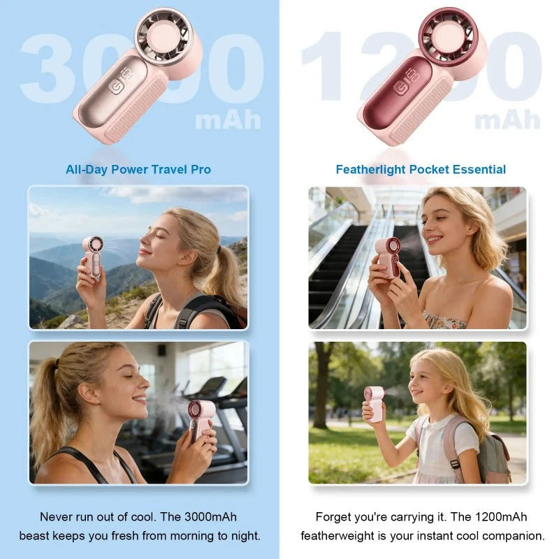 Handheld Fan Compact LED Display 6-Speed Settings