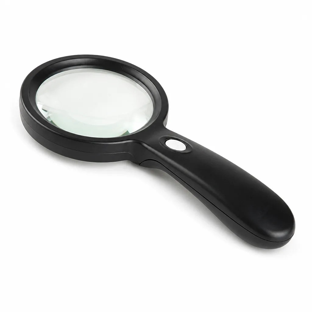 Handheld Magnifier 10X Magnification Built-In LED Ergonomic Handle