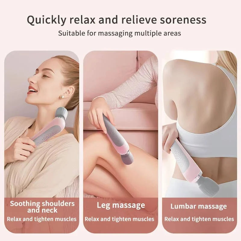 Handheld Massager Curved Handle 5 Speeds USB Rechargeable
