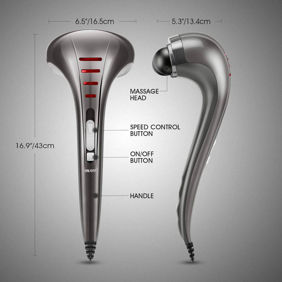 Handheld Massager Dual-Head Percussion 3 Interchangeable Nodes