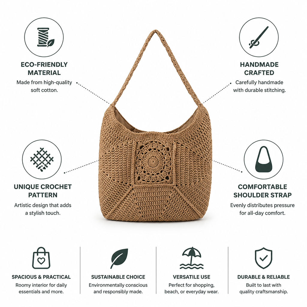 Handmade Cotton Crochet Shoulder Bag