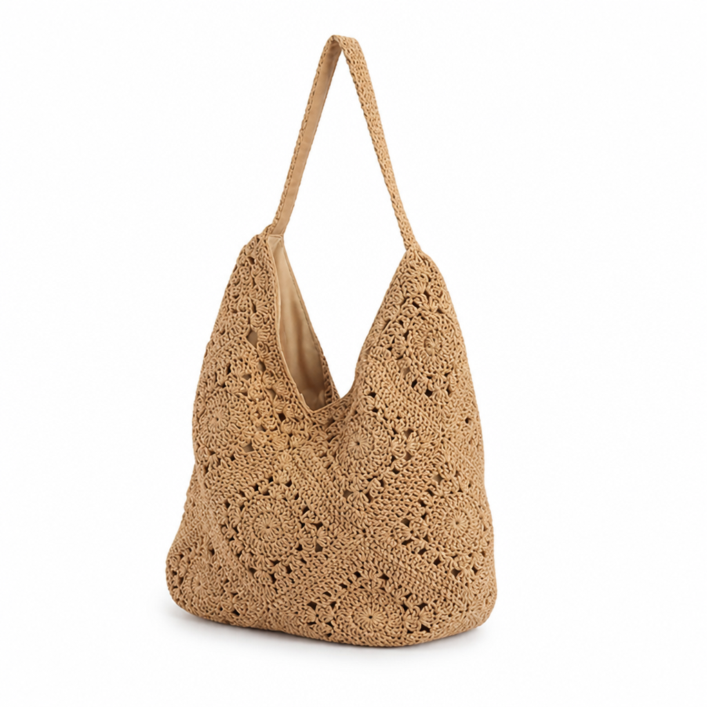Handmade Crochet Wide-Strap Crossbody Bag