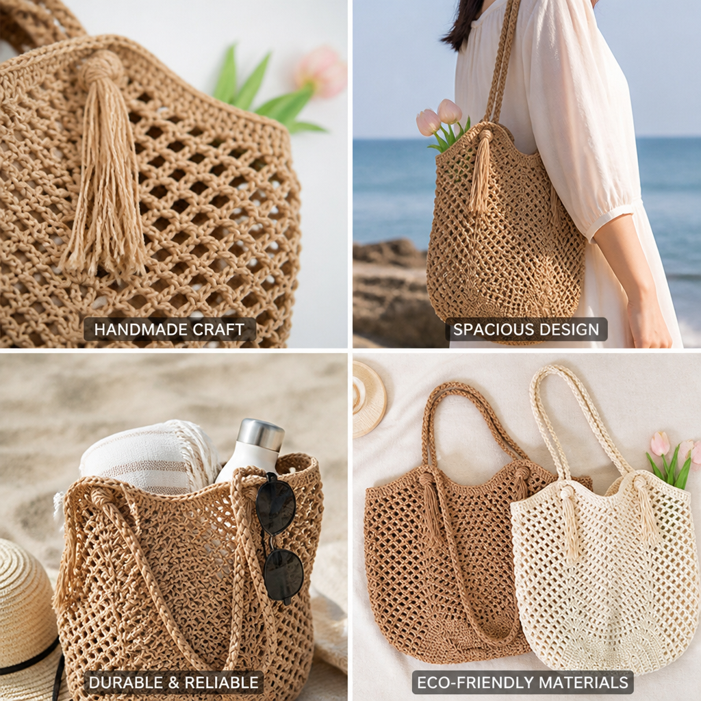 Handmade Eco-Friendly Macrame Beach Bag