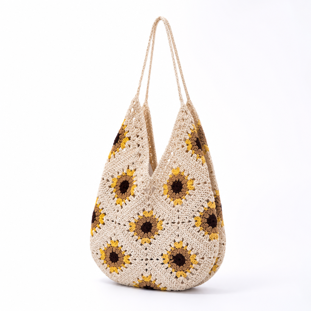 Handmade Floral Crochet Crossbody Bag