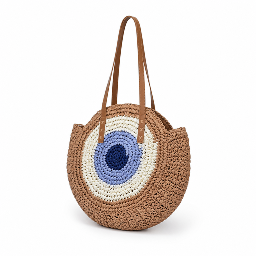 Handmade Natural Rattan Round Shoulder Bag