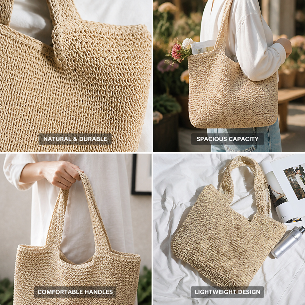 Handmade Natural Spacious Tote Bag