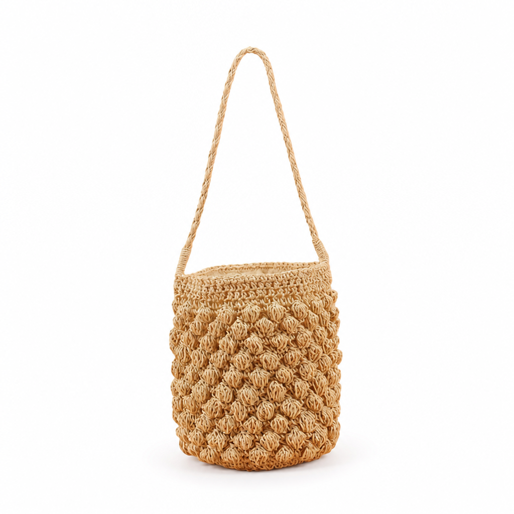 Handmade Raffia Round-Structured Shoulder Bag