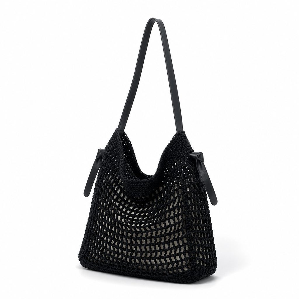 Handmade Woven Adjustable Leather Strap Beach Bag