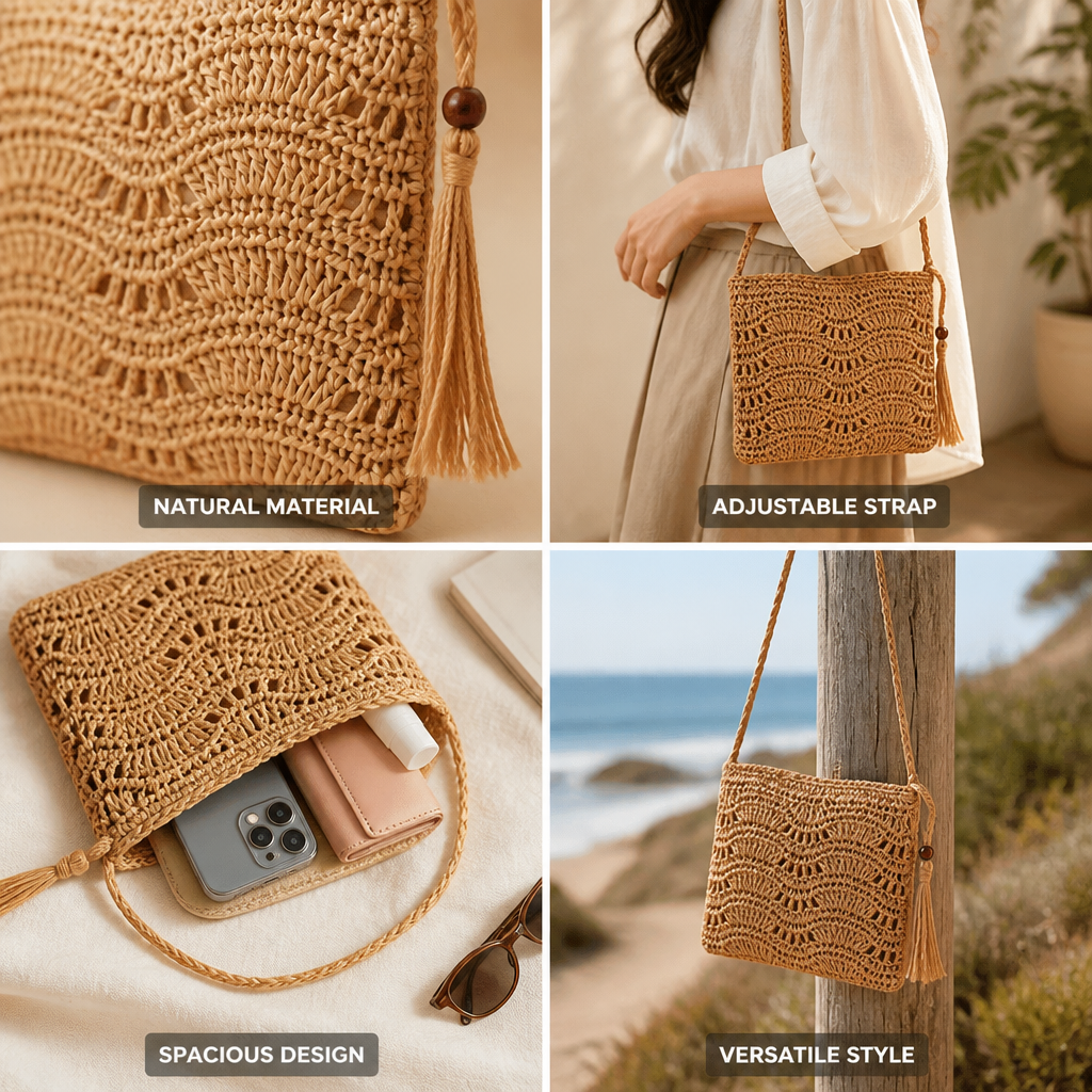 Handmade Woven Crossbody Bag (Adjustable Strap)