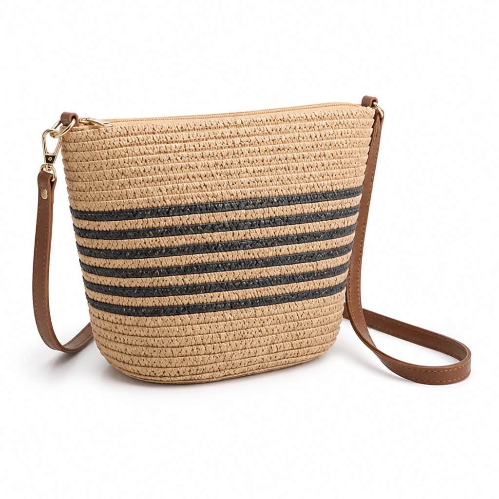 Handmade Woven Straw Crossbody Bag (Adjustable Strap)
