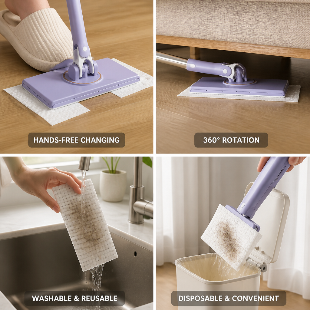 Hands-Free 360° Rotating Mini Mop (Includes 100 Cloths)