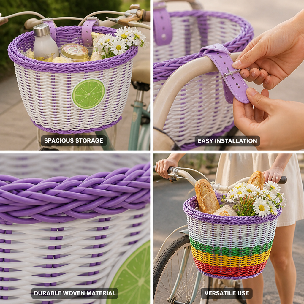 Handwoven Braided Bicycle Basket (Adjustable Straps)