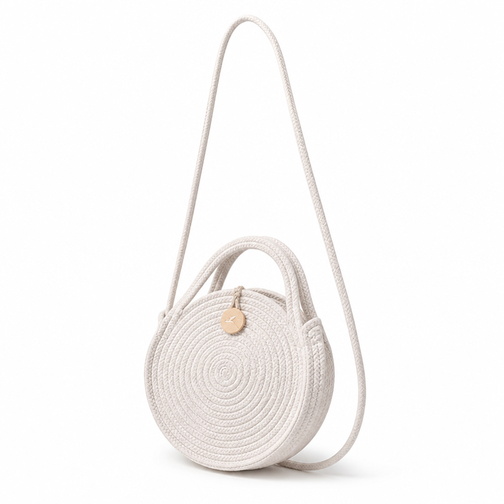 Handwoven Braided Straw Crossbody Bag (Adjustable Strap)
