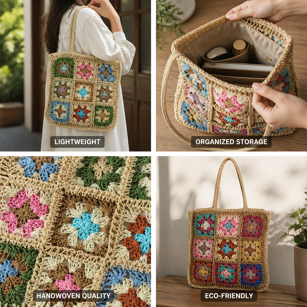 Handwoven Lightweight Eco-Friendly Shoulder Bag (With Inner Pockets)
