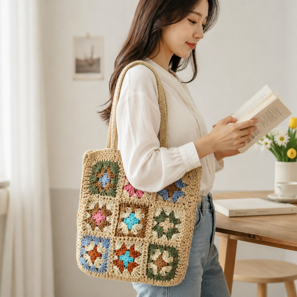 Handwoven Lightweight Eco-Friendly Shoulder Bag (With Inner Pockets)