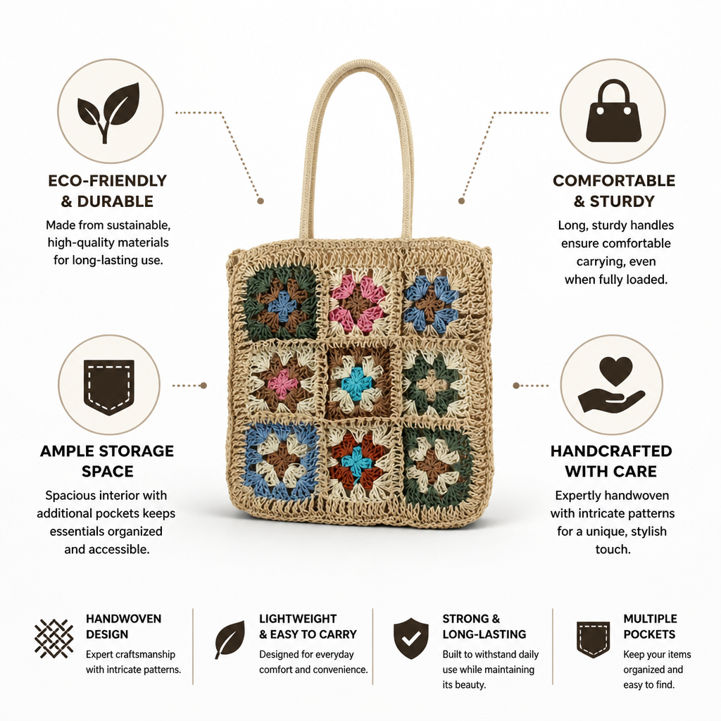 Handwoven Lightweight Eco-Friendly Shoulder Bag (With Inner Pockets)