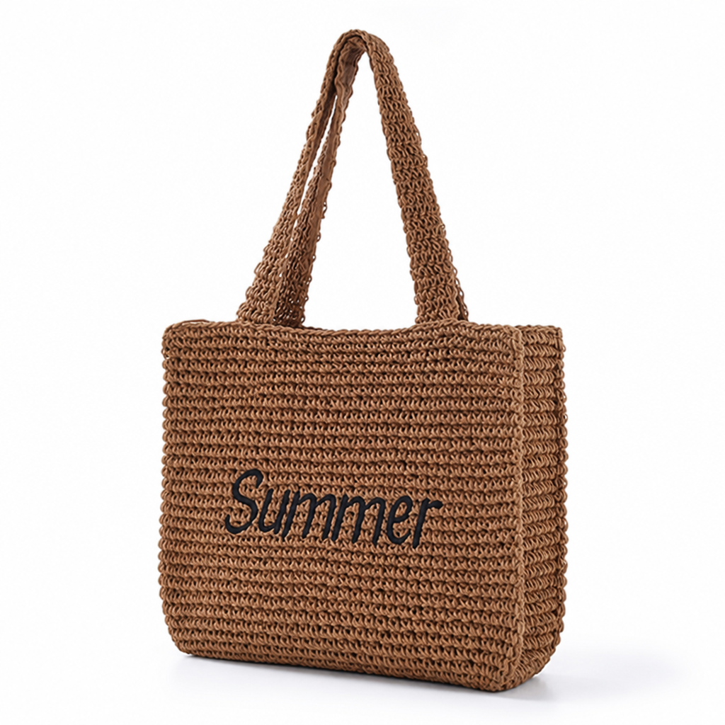 Handwoven Lightweight Embroidered Beach Tote