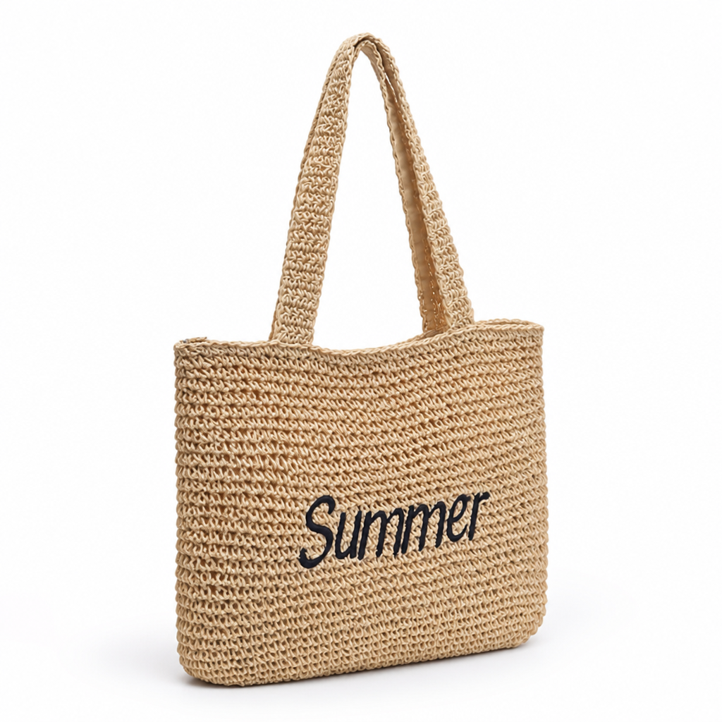 Handwoven Lightweight Embroidered Beach Tote