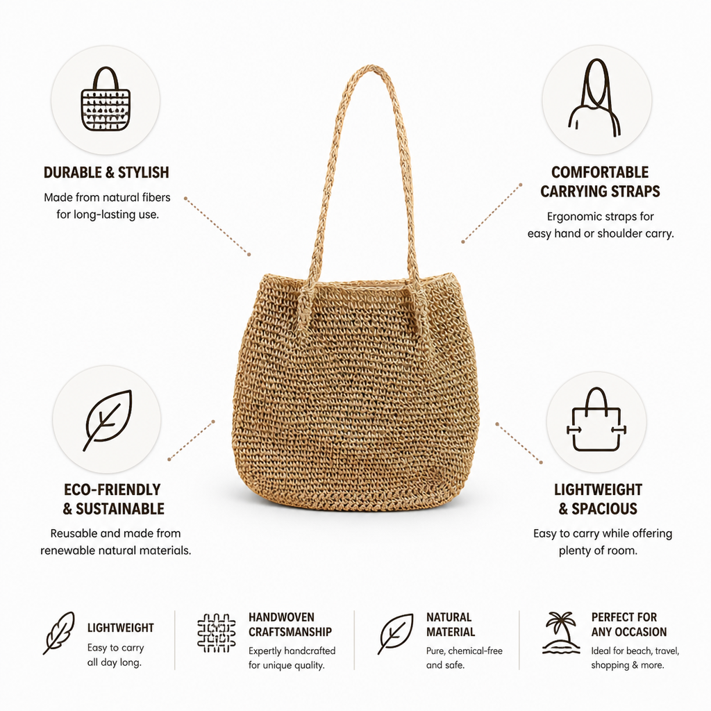 Handwoven Natural Fiber Beach Tote