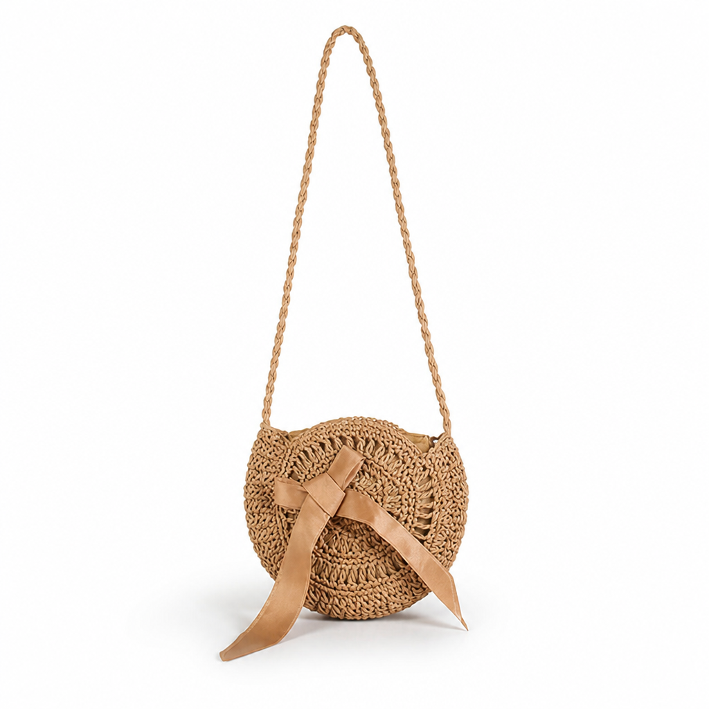 Handwoven Natural-Fiber Shoulder Bag (Decorative Bow)