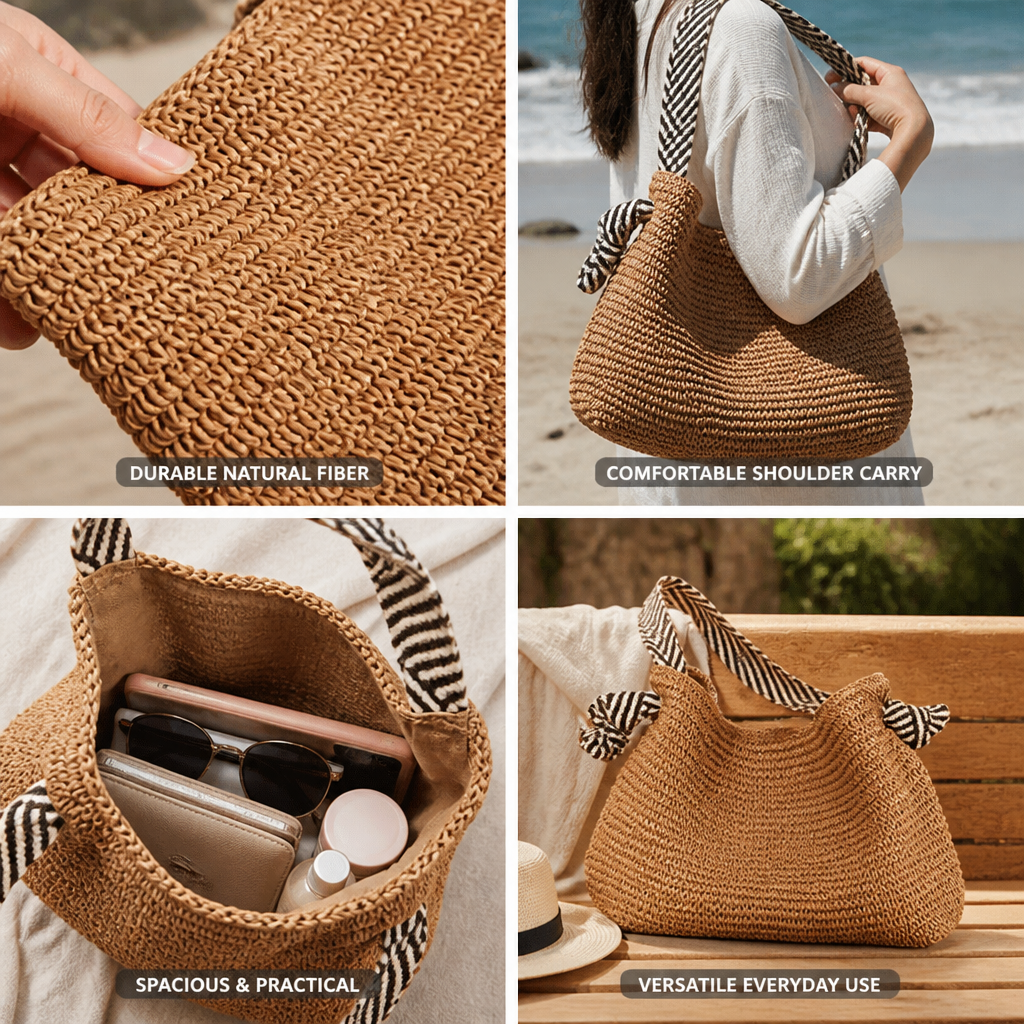 Handwoven Natural Fiber Shoulder Bag