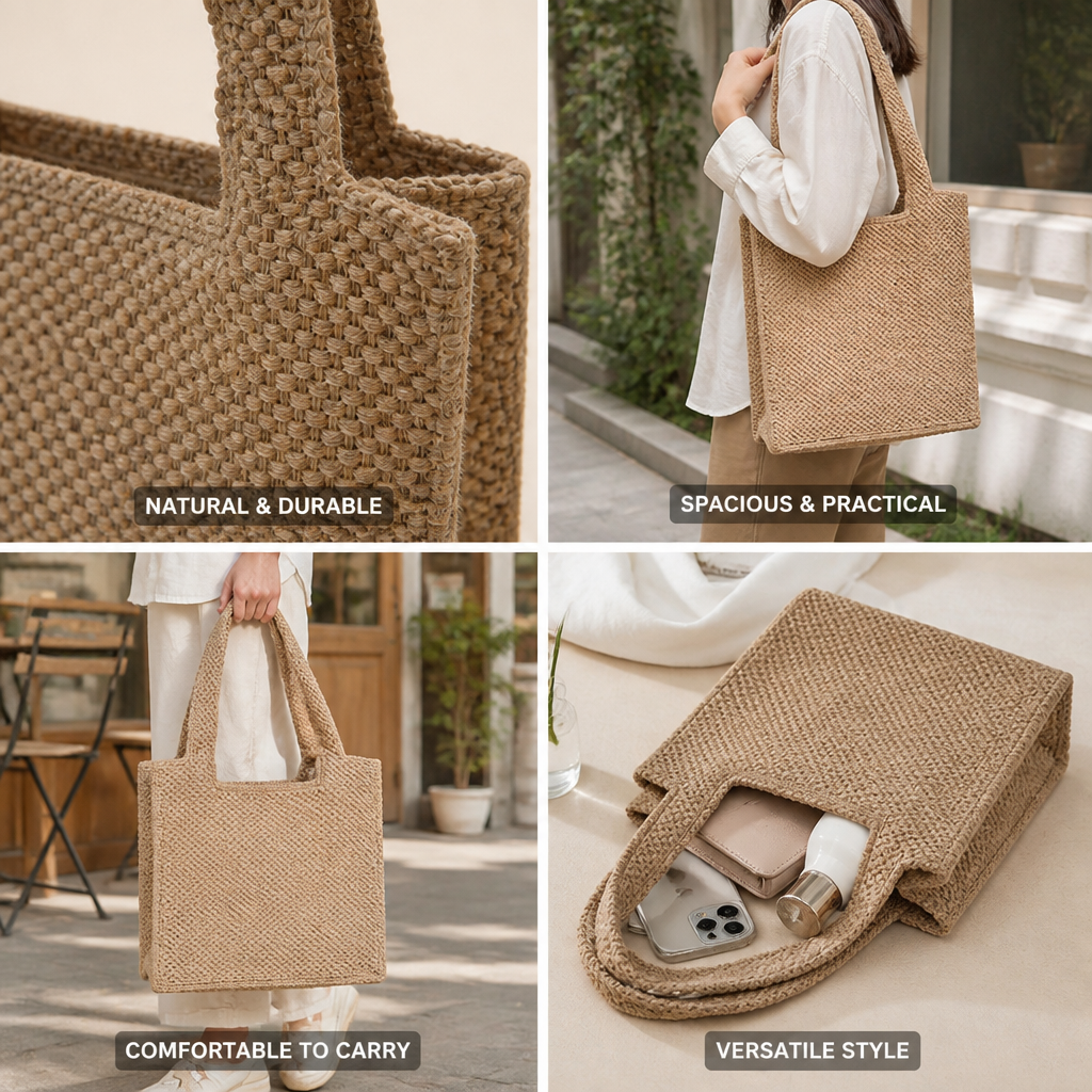 Handwoven Natural Fiber Tote Bag