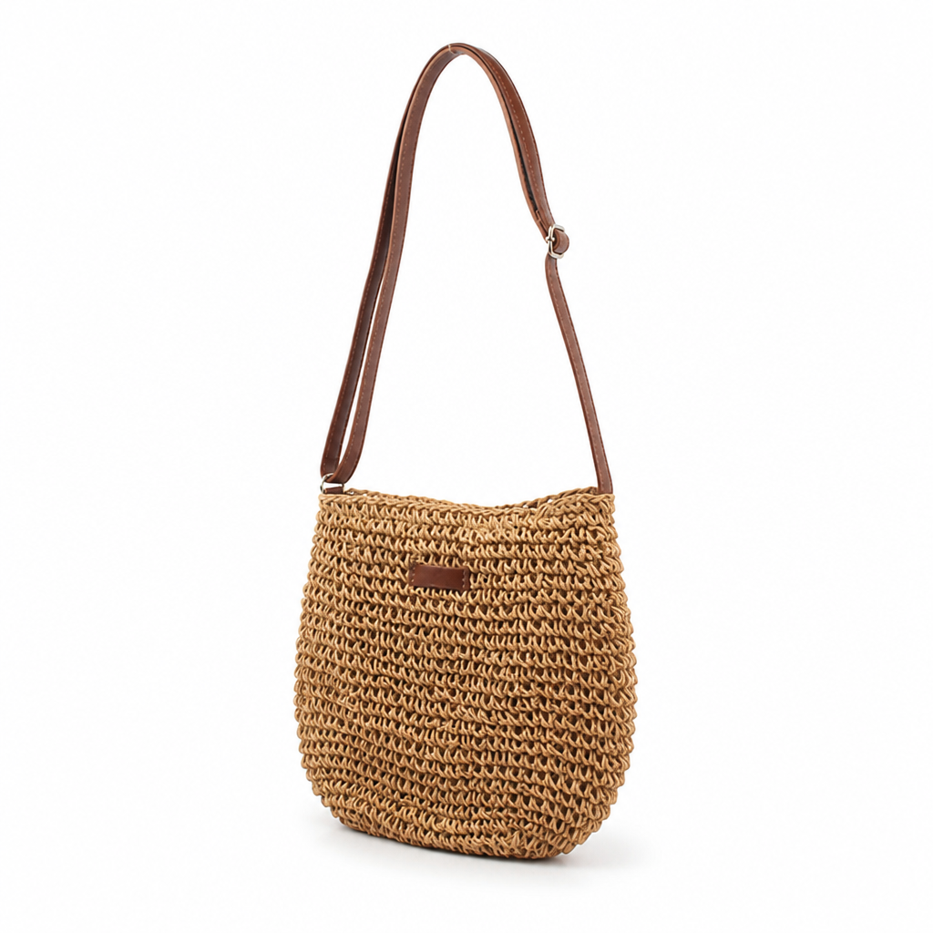 Handwoven Natural Shoulder Bag (Adjustable Strap)