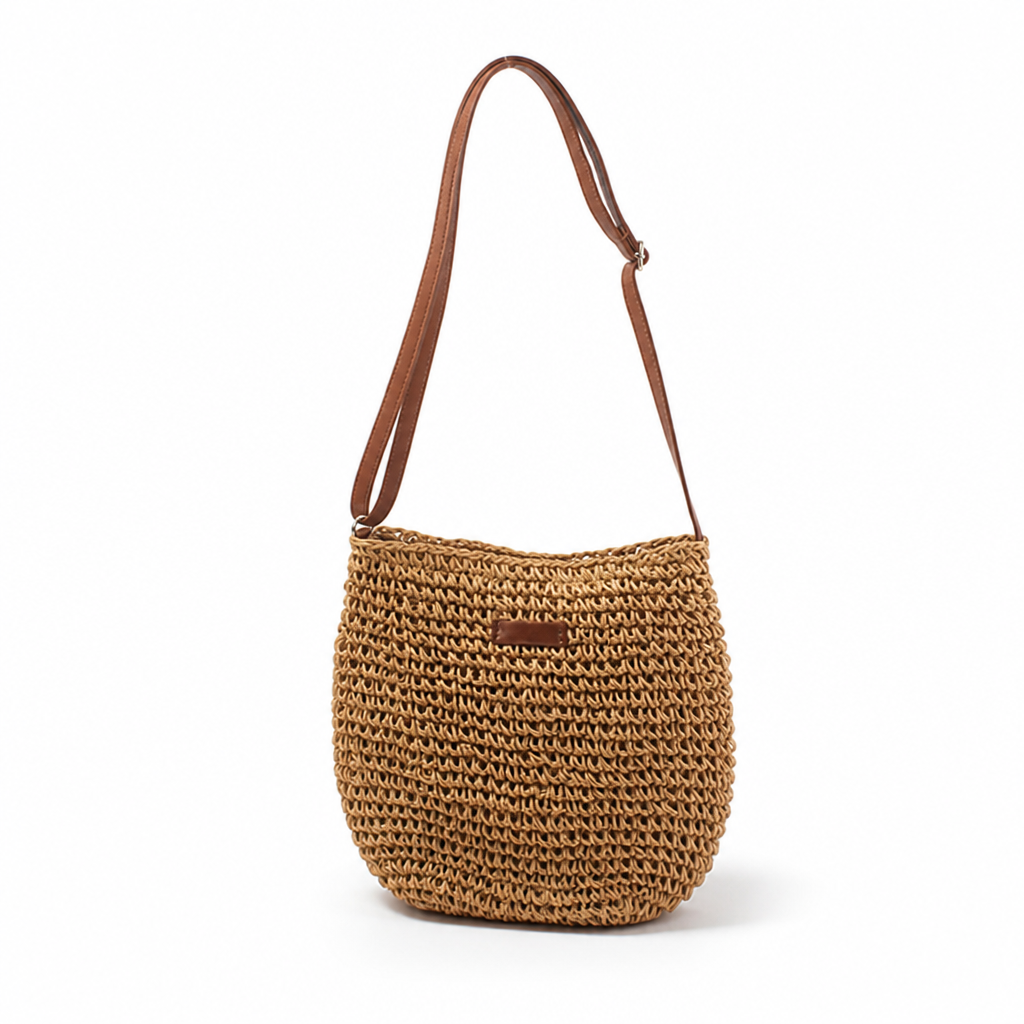 Handwoven Natural Shoulder Bag (Adjustable Strap)