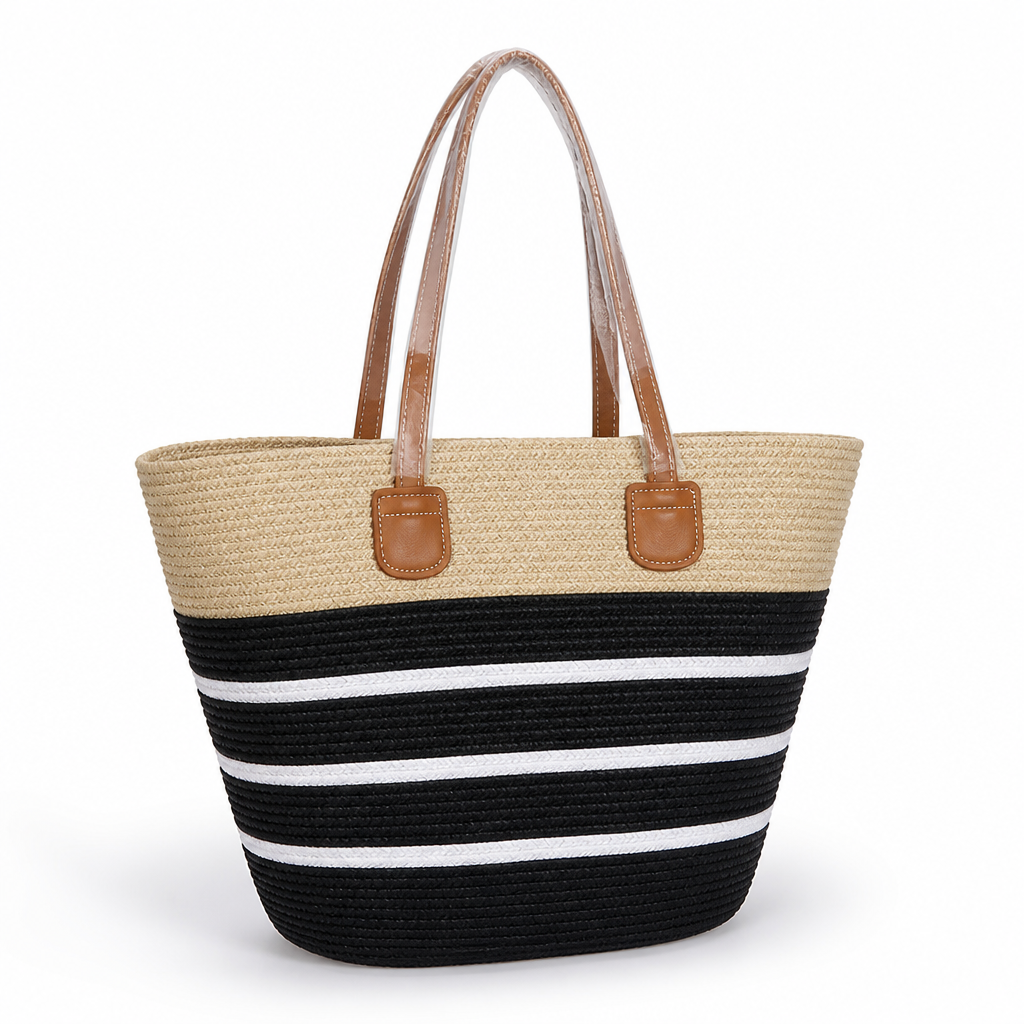 Handwoven Natural Straw Beach Tote