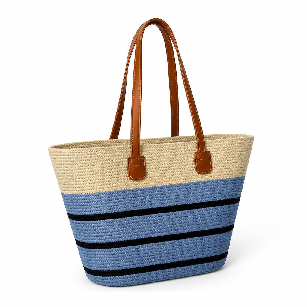 Handwoven Natural Straw Beach Tote