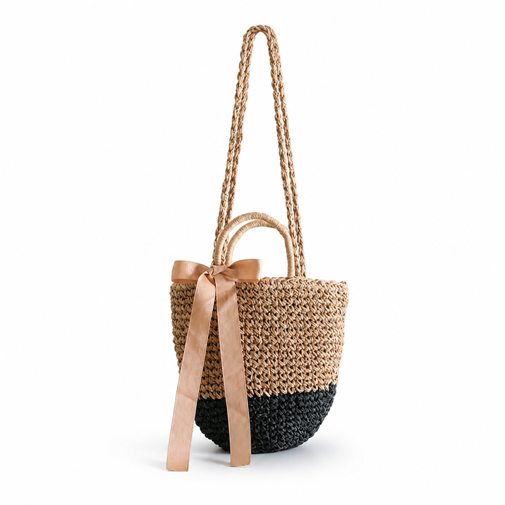 Handwoven Raffia Basket Bag (Shoulder Strap)