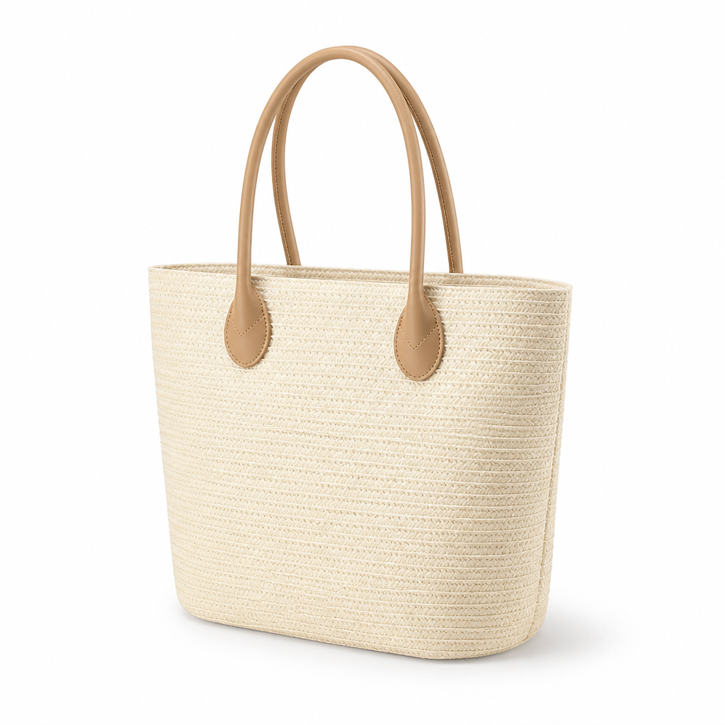 Handwoven Raffia Tote With Reinforced Handles