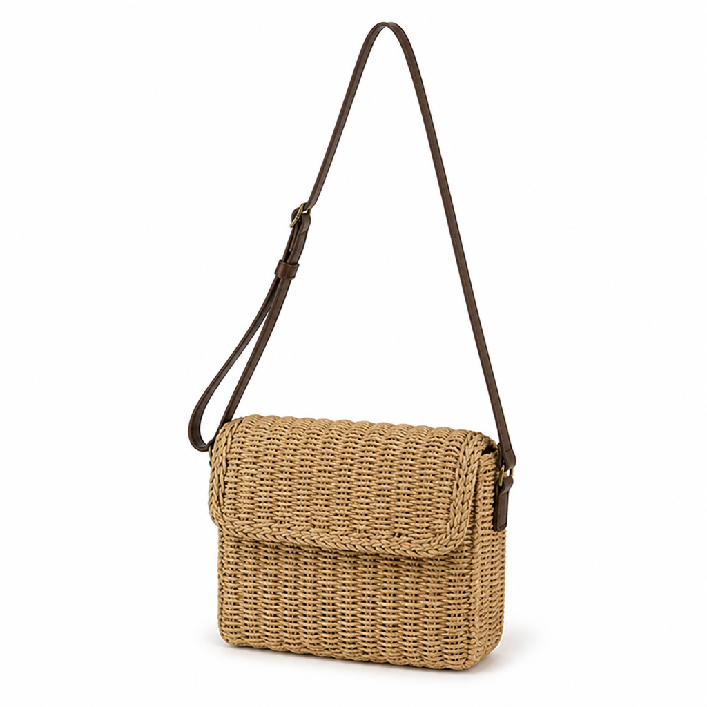 Handwoven Rattan Shoulder Bag (Adjustable Strap)