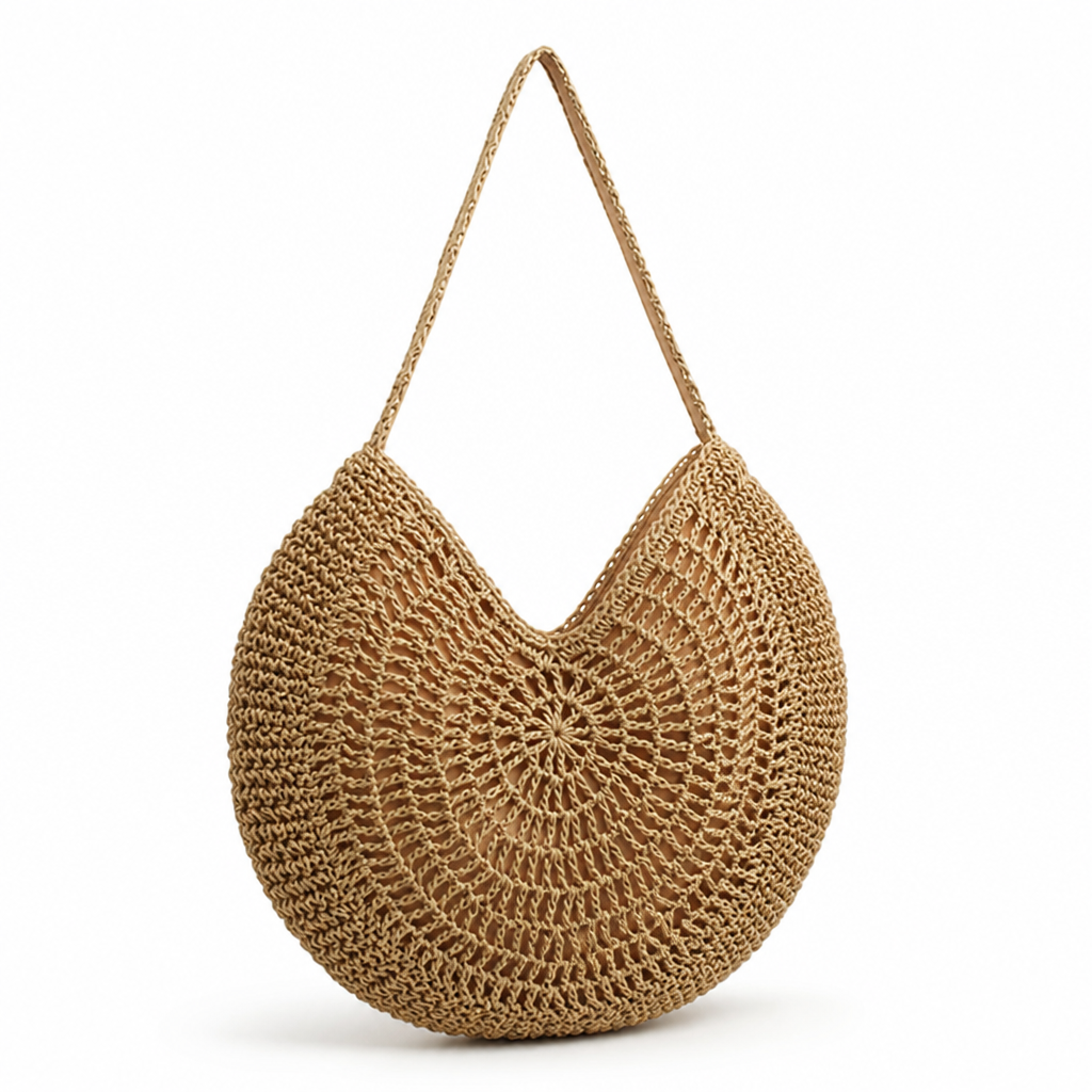 Handwoven Straw Round Shoulder Bag