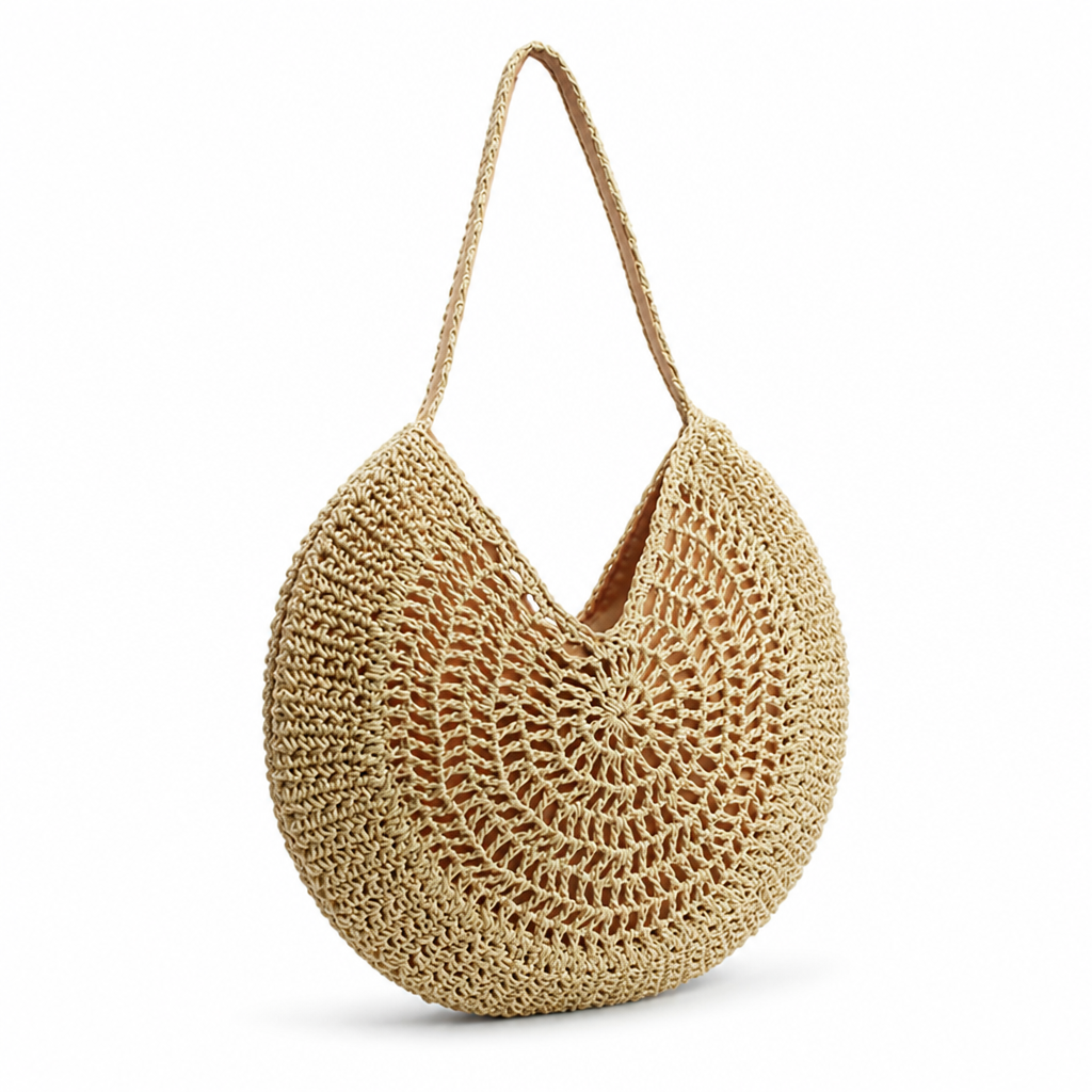 Handwoven Straw Round Shoulder Bag