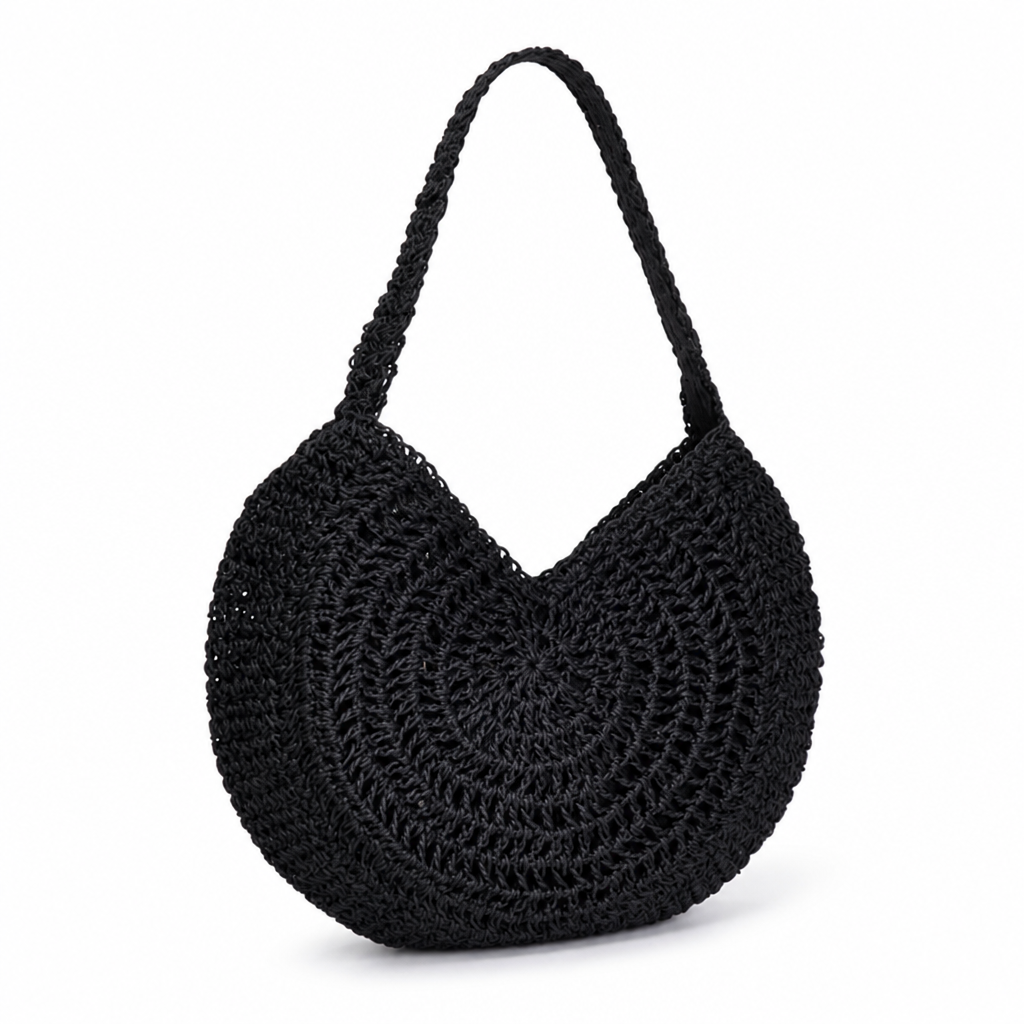 Handwoven Straw Round Shoulder Bag
