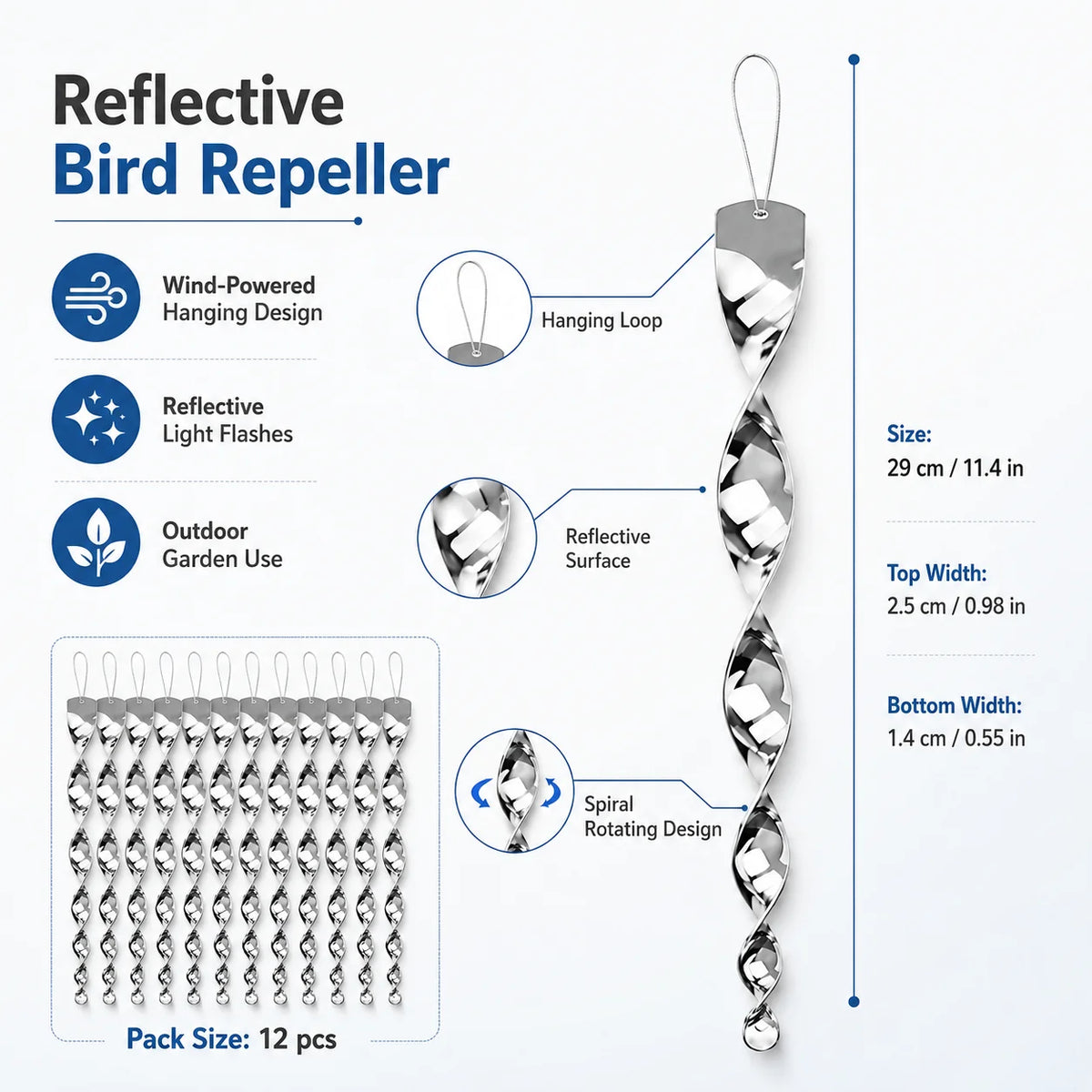 Hanging Bird Repeller Wind-Powered Reflective Weatherproof