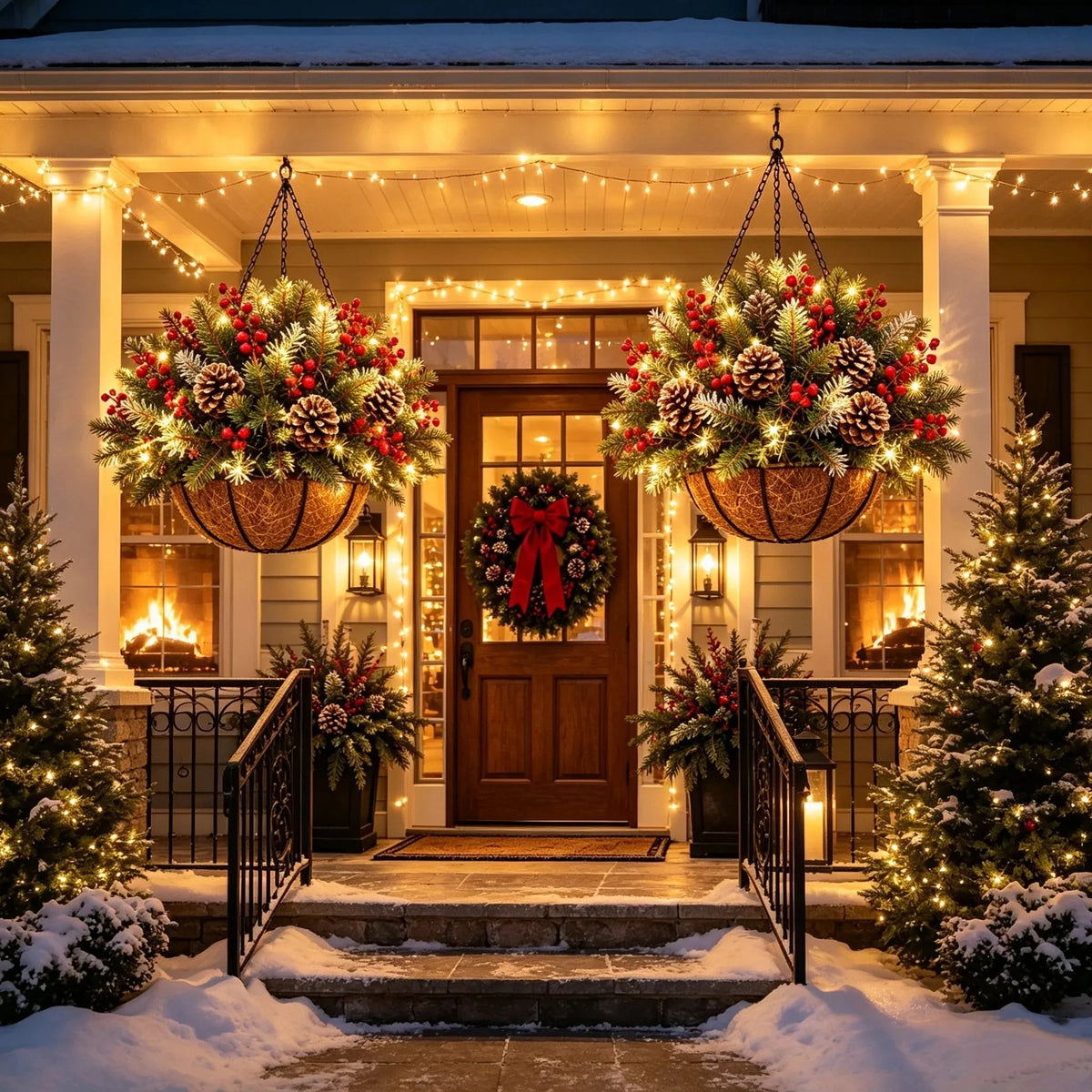 Hanging Christmas Basket Warm White LED Battery-Powered