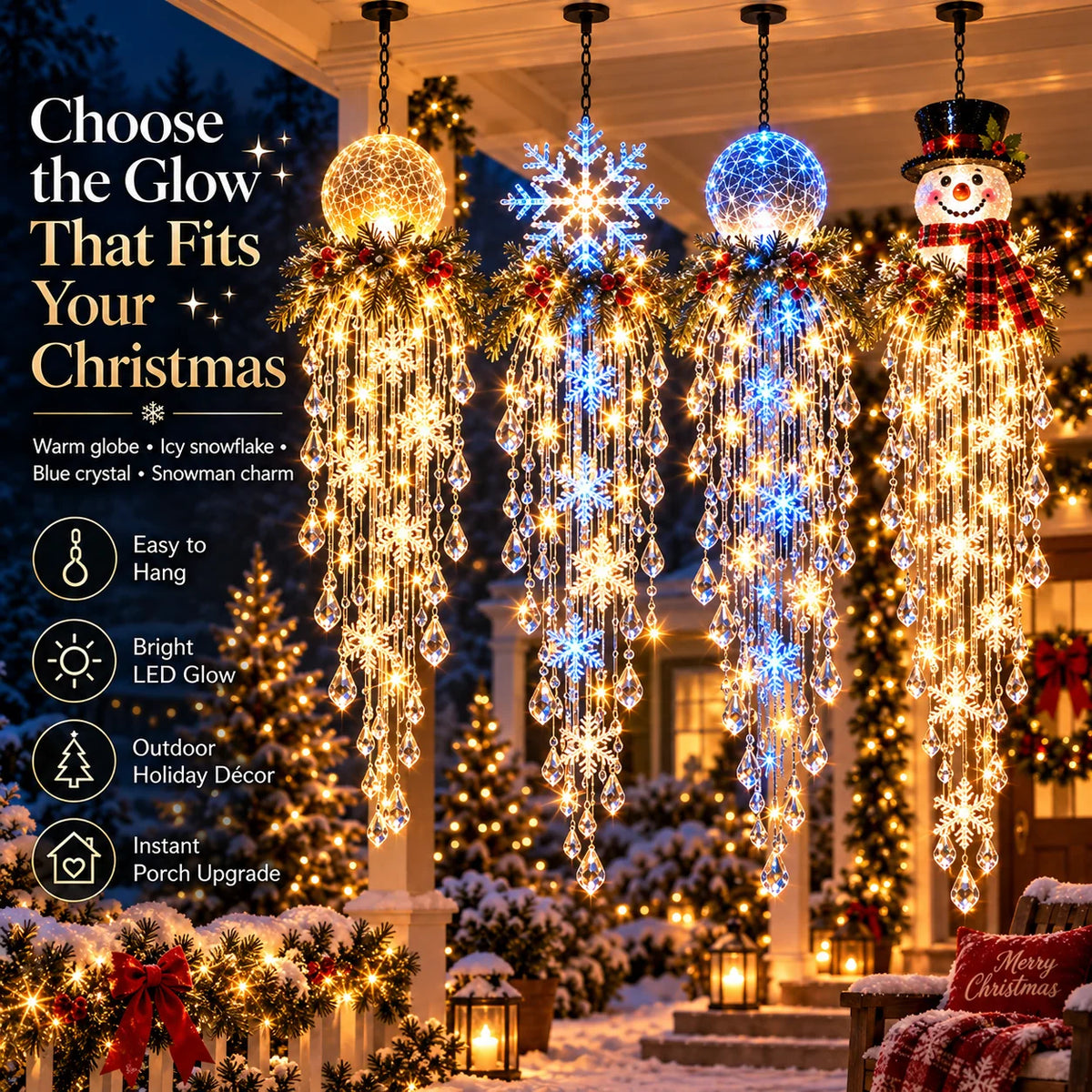 Hanging Christmas Lights Cascading LED With Remote Control