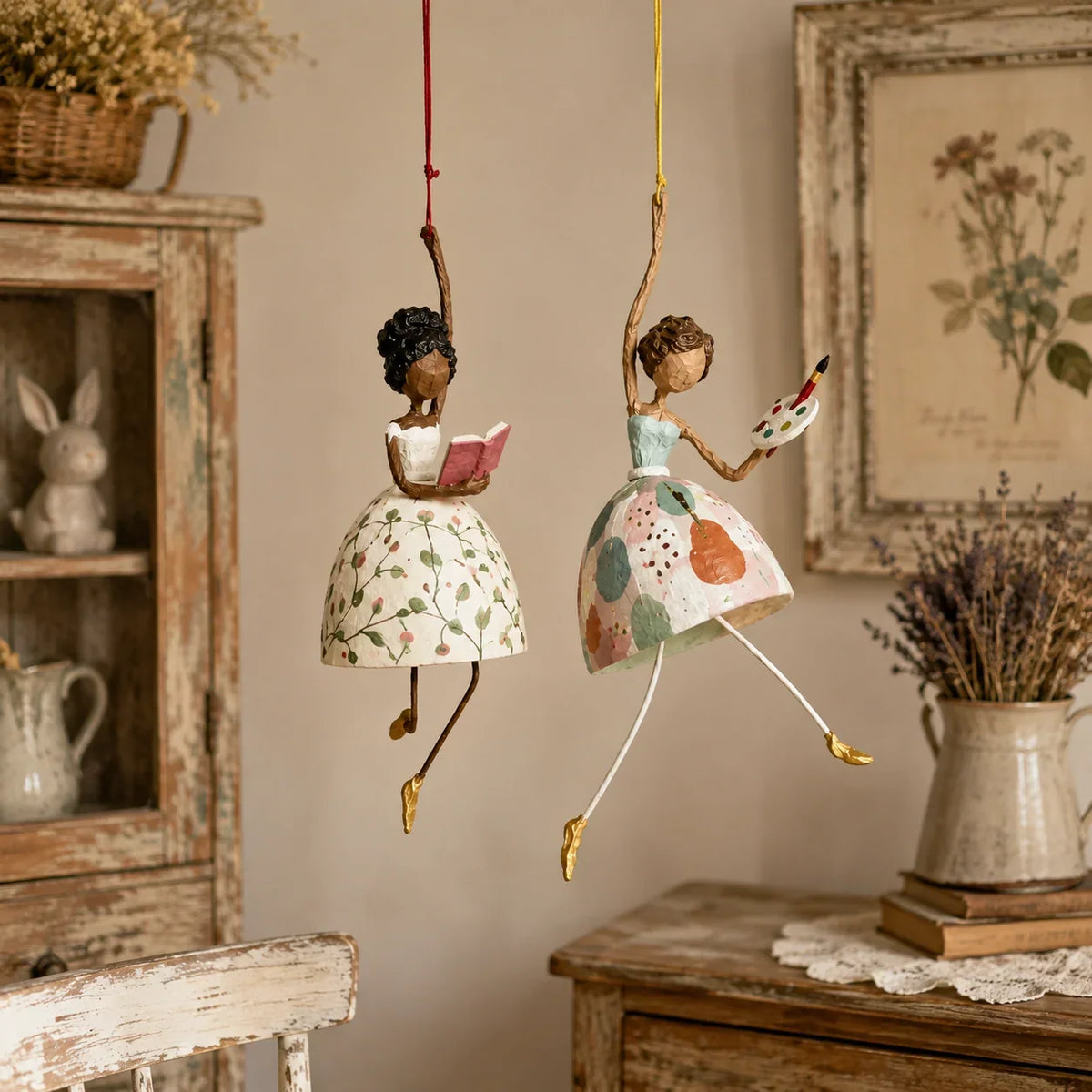 Hanging Figurine Folk Art Gentle Swaying Movement