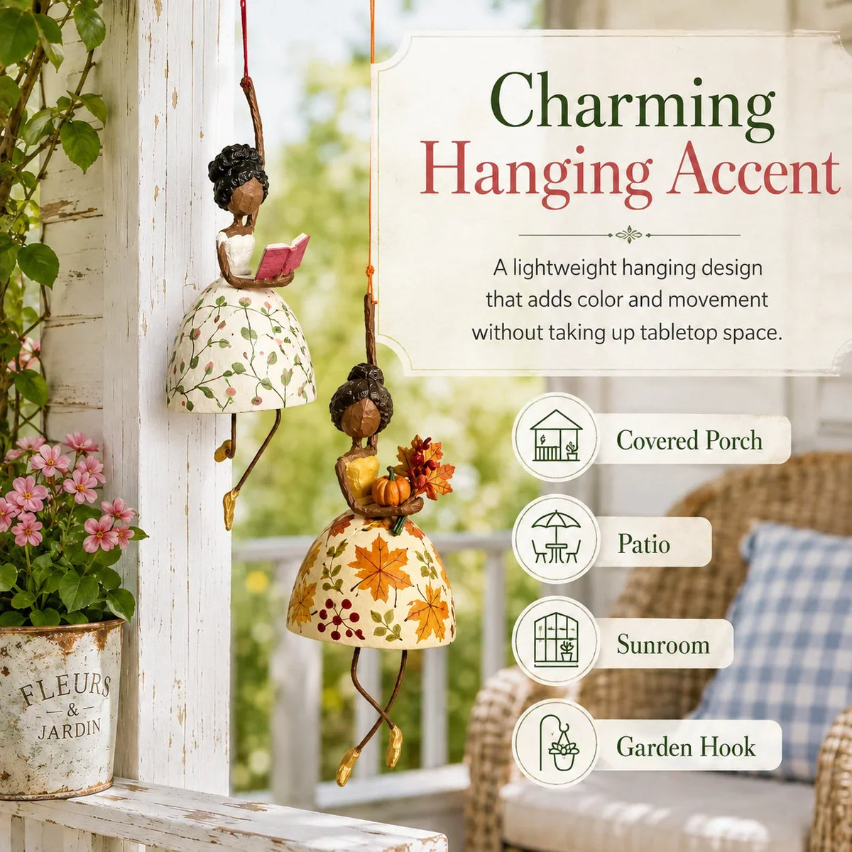 Hanging Figurine Folk Art Gentle Swaying Movement