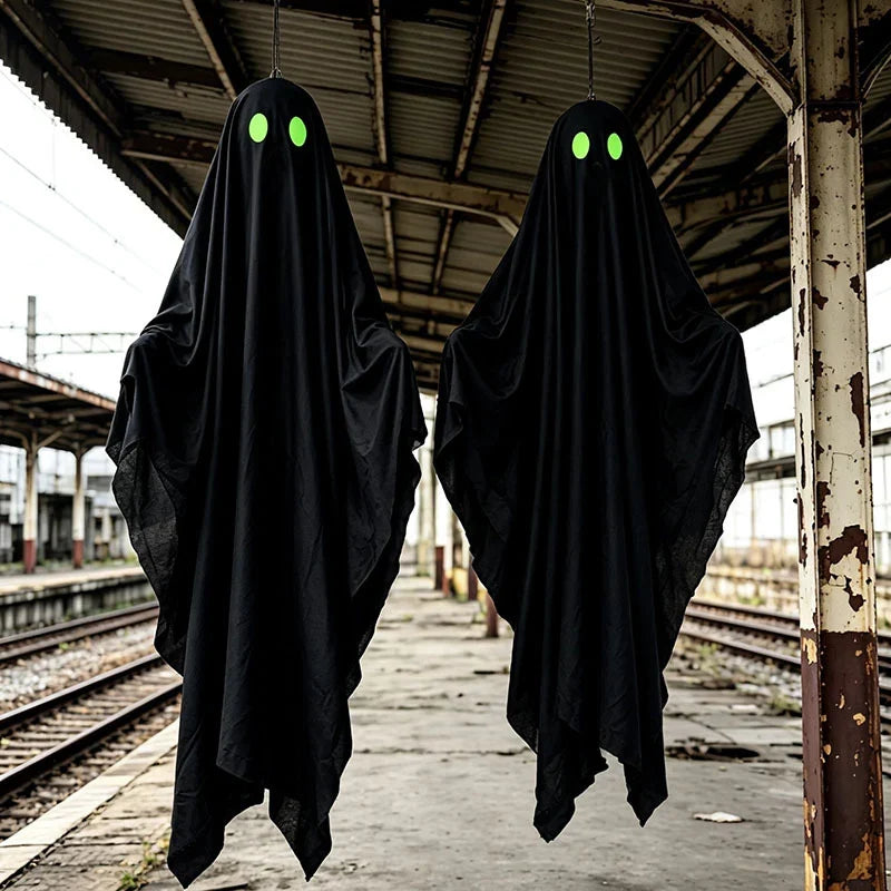 Hanging Ghost Decoration Glowing Eyes Lightweight Fabric