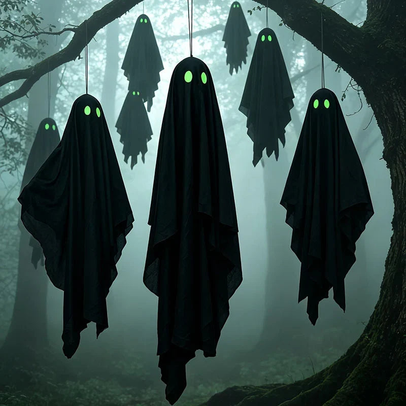 Hanging Ghost Decoration Glowing Eyes Lightweight Fabric