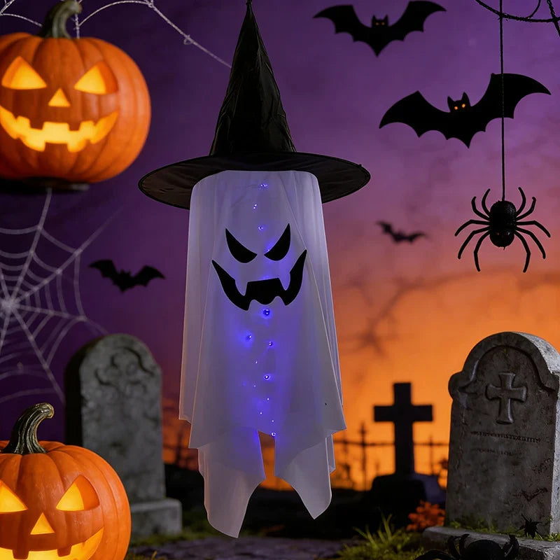 Hanging Ghost Decoration LED Illuminated Weatherproof 39 Inch