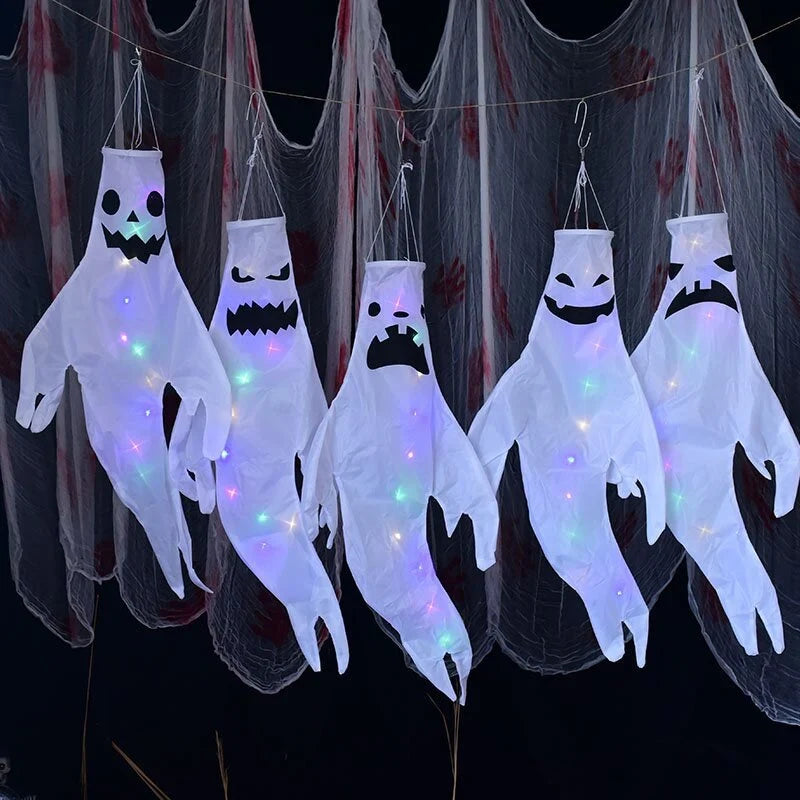 Hanging Ghost Decoration Multi-Color LED Lightweight Fabric Built-In Loop